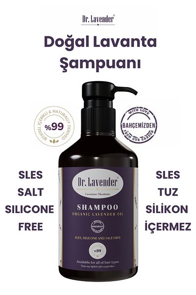Gallipoli Lavender Dr. Lavender Lavender Oil Shampoo 500 ml 2 Pieces Effective Against Hair Loss and Hair Breakage
