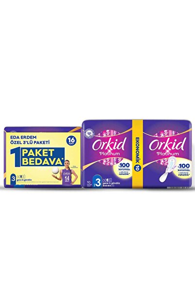 Orkid Platinum Gece 16’Lı Eda Erdem Paketi Hijyenik Ped