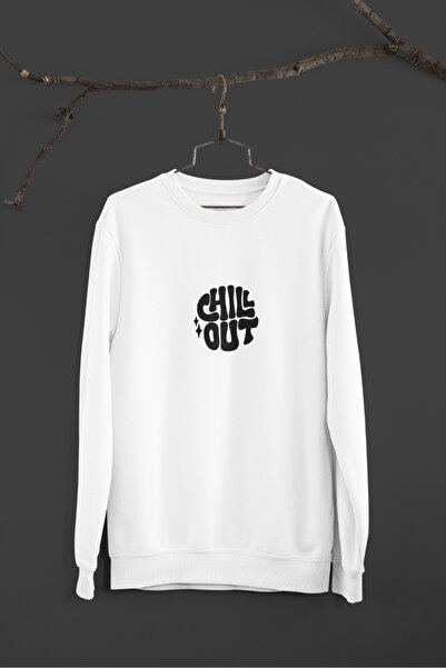 Butik Unisex Long Sleeve 2 Thread Chill Out Transfer Printed Crew Neck Sweats...