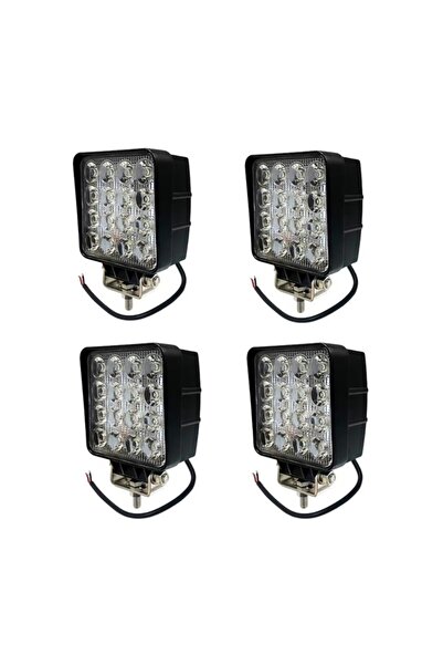 reyoto 4 Adet 16 Led Kare 9-48 Volt 48 Watt Ip67 Çalışma Lambası