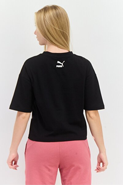 Puma Women Regular Fit Brand Logo Short Sleeves Outdoor Top, Black