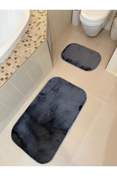 YTR HOME Plush Soft Mat Washable Non-Slip Dot Base Bath Mat Set of 2