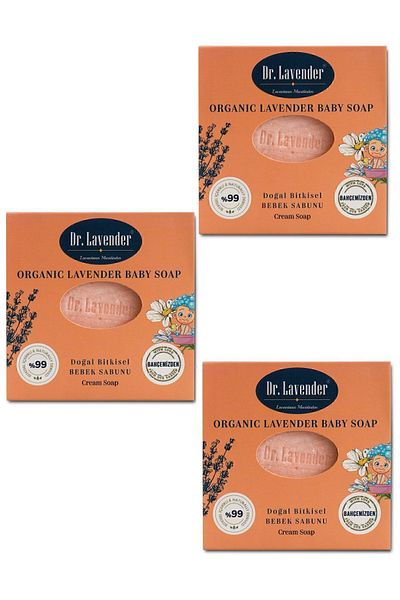 Gallipoli Lavender Dr. Lavender 3 Pieces of Herbal Baby Soap 100 Gr Lavender Oil Sleeping Soothing Baby Soap