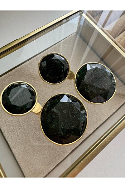 MODA Yeşil Taşlı Büyük Boy Sallantılı Küpe