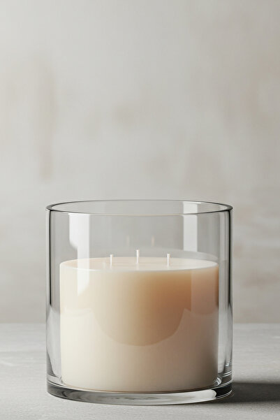 Paşa Cam El İşçiliği Cam Vazo İçerisinde EL İşçiliği Mum Vanilya Kokulu 19cm ...