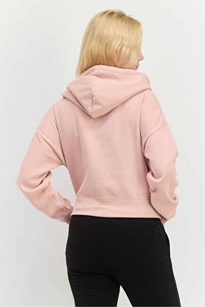 Juice Women Plain Crop Hooded Sweatshirt, Dusty Pink