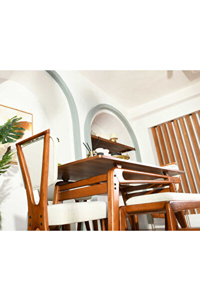 VOWTURKEY Palace Iskandinav Handmade Gürgen Iskelet Mutfak&salon Masa Sandalye Takımı(4S1M1B-80*160)