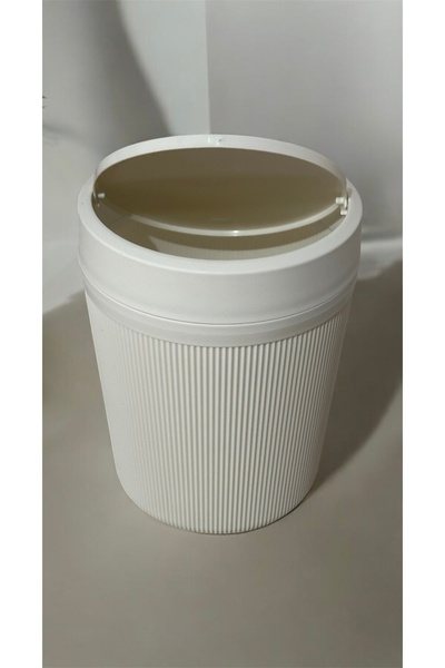 LeesHome Banyo Mutfak Çöp Kovası Krem klik kapaklı