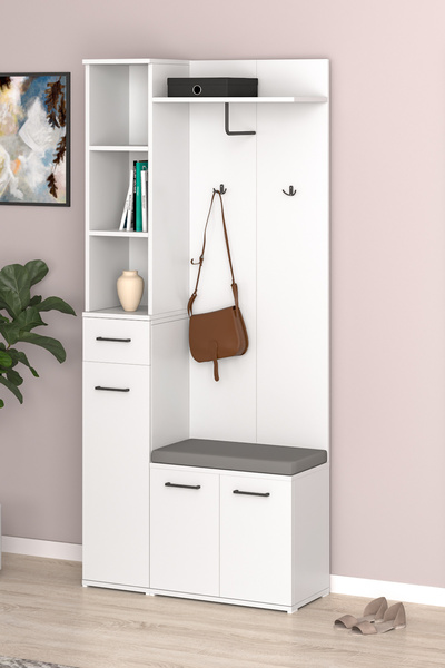 Genel Markalar Beyaz Portmanto Vestiyer Askılık Puzzle, Ayakkabılık, Kapaklı,...