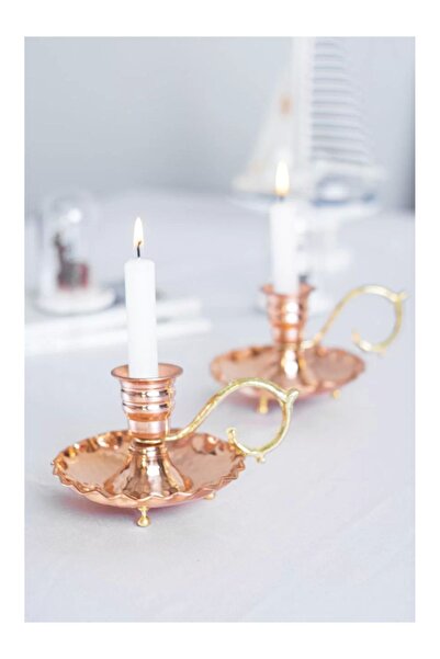 Bakır Concept Bakır El Şamdanı Fırfırlı Model Bakır Renk (İKİLİ)