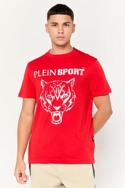 Plein Sport Men Sportswear Fit Short Sleeves Outdoor T-shirt, Red