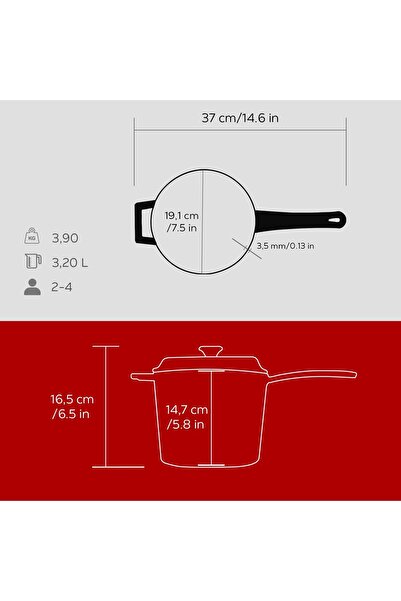 Lava Döküm Yuvarlak Sos Tenceresi. Döküm Demir Yekpare Saplı Trendy Serisi Çap(ø18 Cm.