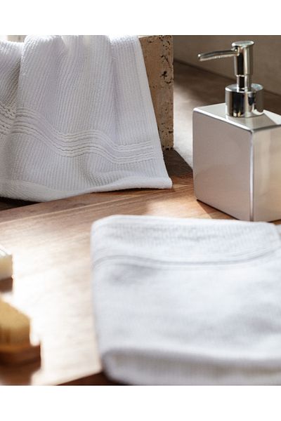 Madame Coco Stripe Dobby 100% Cotton 2-Piece Hand Towel - White