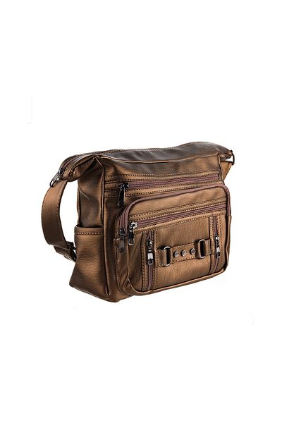Kurtuluş Çanta Women's Copper Nine-Compartment Soft Leather Crossbody Bag