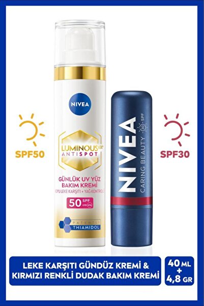 NIVEA Luminous630 Thiamidol Etkili Leke Karşıtı Gündüz Kremi 40ml ve Kırmızı ...