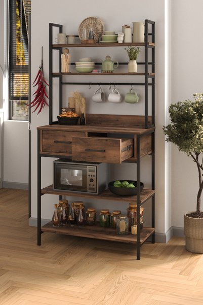 Bofigo Kitchen Stand With 2 Drawers And 5 Shelves Coffee Corner Kitchen Rack Kitchen Bar Lidya