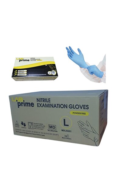 LabPrime قفازات النتريل الزرقاء - علبة 2000، مقاس L، خالية من البودرة