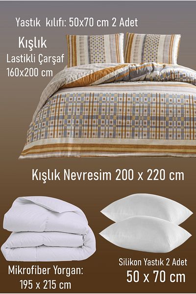 Taç Σετ Παπλωματοθήκης Merald Winter Flannel Διπλό Ύφασμα φανέλα + Πάπλωμα + Μαξιλάρι