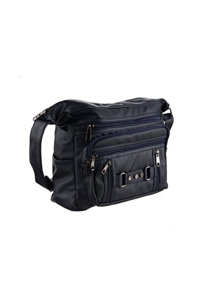 Kurtuluş Çanta حقيبة كروس نسائية من الجلد الناعم ذات تسعة عيون باللون الأزرق ...