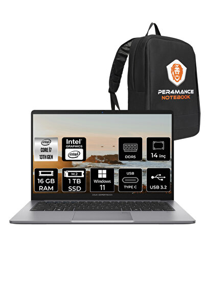ASUS ExpertBook P1 Intel Core i7 13620H 16GB 1TB SSD 14" FHD W11H Dizüstü Bilgisayar & PER4 Çanta