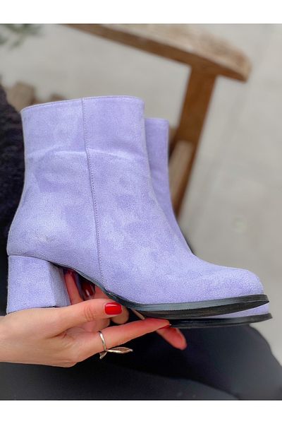 irmona Μπότες Feli Lilac Suede με χοντρό τακούνι