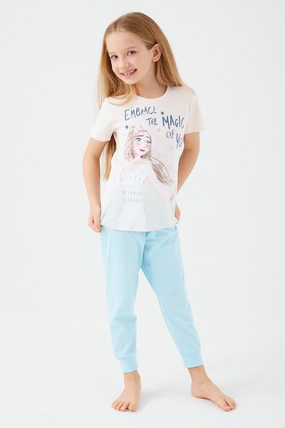 Frozen Girl's Cream Short Sleeve Pajama Set