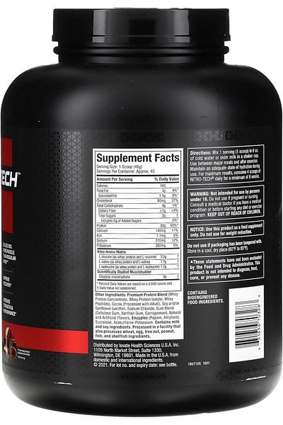 MUSCLETECH Nitro Tech Whey Protein, Milk Chocolate, 4 LB