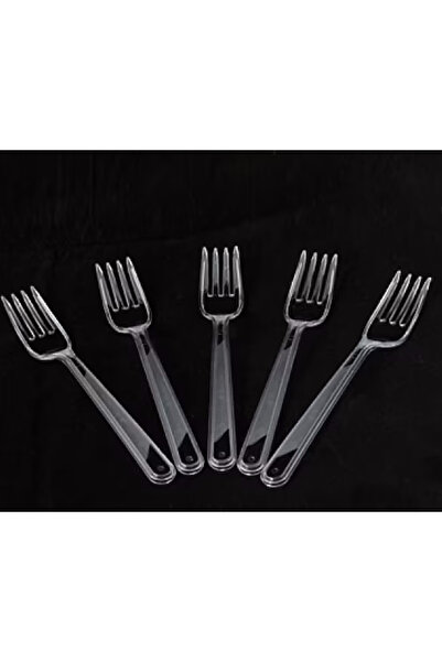 maycup Sert Kalın Plastik Çatal 100 Adet 1. Kalite Lüks Şeffaf Çatal Maycup