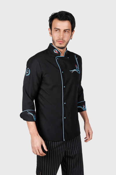 isinigiy Turquoise Embroidered Chef Cook Jacket