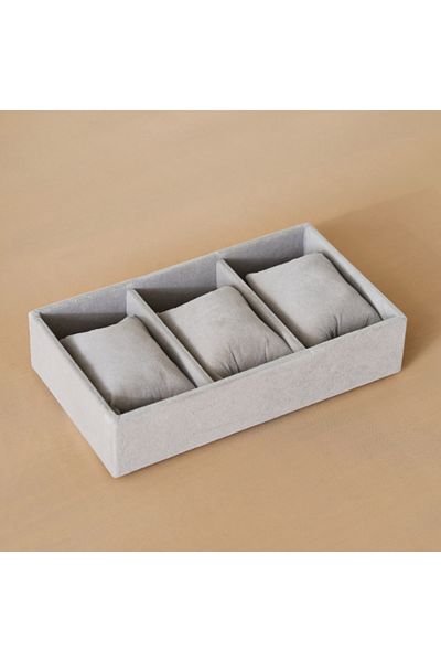 Home Box Velour 3-Compartment Jewellery Tray with 3 Pillows for Watches