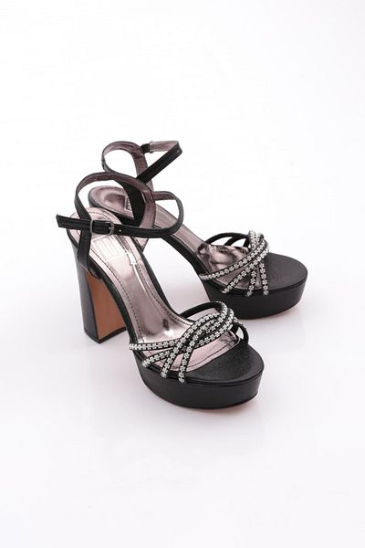 DGN Pm08-K2045 Women's Stone Decorated Heeled Evening Shoes