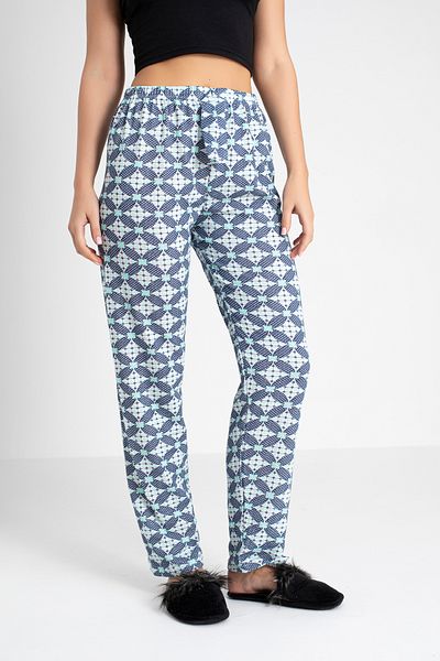 DONEX Cotton Thin Breathable Fabric Ribbon Waist Detail Printed Women's Sleepwear Bottoms Without Pockets
