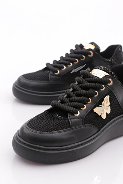 DGN Kadın Fileli Aksesuarlı Sneakers Ayakkabı Siyah 12211839101