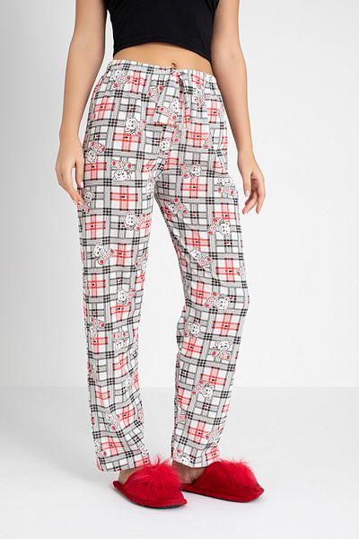 DONEX Cotton Thin Breathable Fabric Ribbon Waist Detail Printed Women's Sleepwear Bottoms Without Pockets