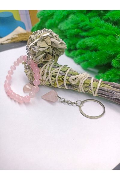 Zodyak Doğal Taş DOUBLE TITULATED PINK QUARTZ NATURAL STONE SET (CERTIFIED)