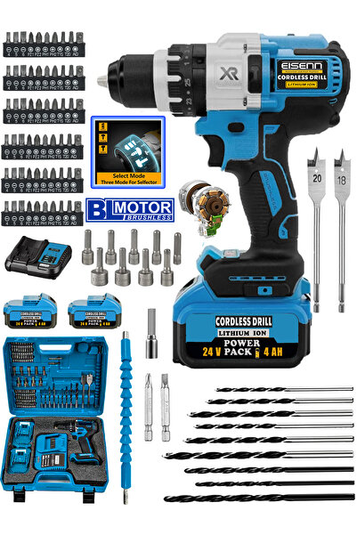 Eisenn Germany Blue 24 V 4 Ah Xr Orginal 13 Mm  Bl Fırçasız Motor 2 Akülü Darbeli Matkap 10 Pilli