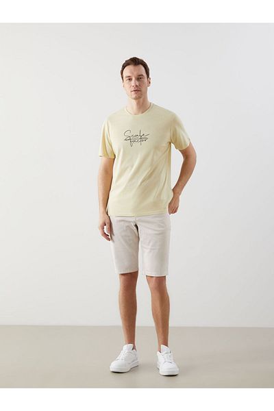LC Waikiki New Season Crew Neck εμπριμέ χτενισμένο βαμβακερό ανδρικό Tisort - S5K012Z8