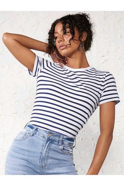 FAVORİST Tricou de damă cu dungi New Season Regular Fit