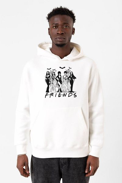 Tshirthane Rick Me Myself And I Rick Halloween Λευκό ανδρικό φούτερ με κουκούλα 3 κορδονιών