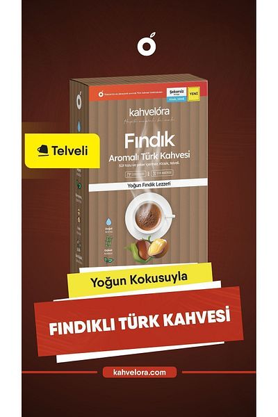 kahvelora 200g Turkish Coffee with Hazelnut - in Special Box, Classic Sugar-free Grounds, No Milk Powder