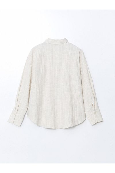 LC Waikiki Lcw Vision Beige Textured Oversize Women's Crinkle Shirt