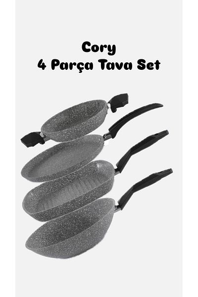 Schafer Cory 4-Piece Pan Set - Granite Wok, Pancakes Grill, Sahan and Dowry Features