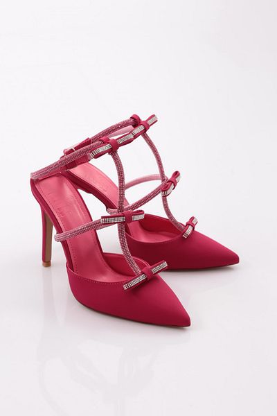 DGN Pantofi cu toc de damă din nubuc fucsia 74942821