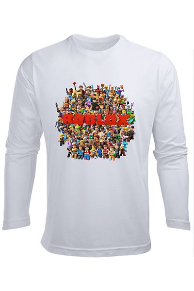 Efendioğlu Design Tricou pentru copii din bumbac cu design Efendioğlu Design cu personaje Roblox cu mâneci lungi