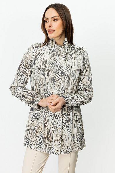 Ekol Patterned Trench Coat with Elastic Waist