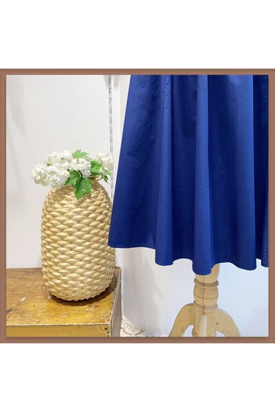 Faya Boutique LACİVERT BELİ LASTİKLİ ПОПЛІНОВА СПІДНИЦЯ