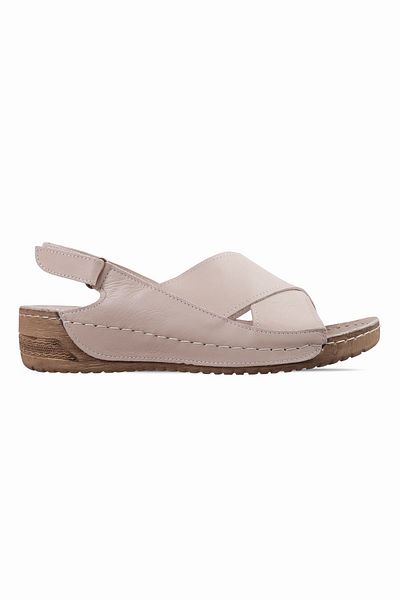 Lal Shoes & Bags Sandale de damă din piele naturală - cu bretele încrucișate și velcro, nurcă