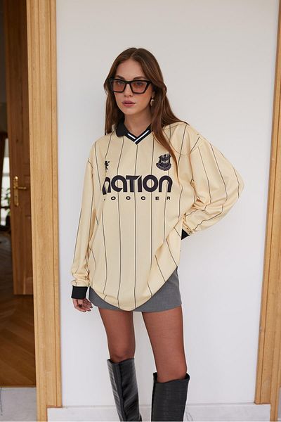 Askı Nişantaşı Lemon-Yellow Polo Neck Printed Sweatshirt