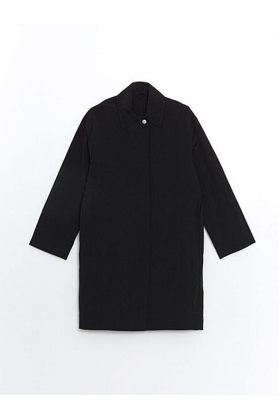 LC Waikiki Lcw Modest Shirt Collar Oversize Women's Raincoat