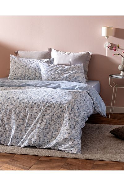 Madame Coco Set cuvertură de pilota cu imprimeu Ranforce Octave Single 100% bumbac - Albastru
